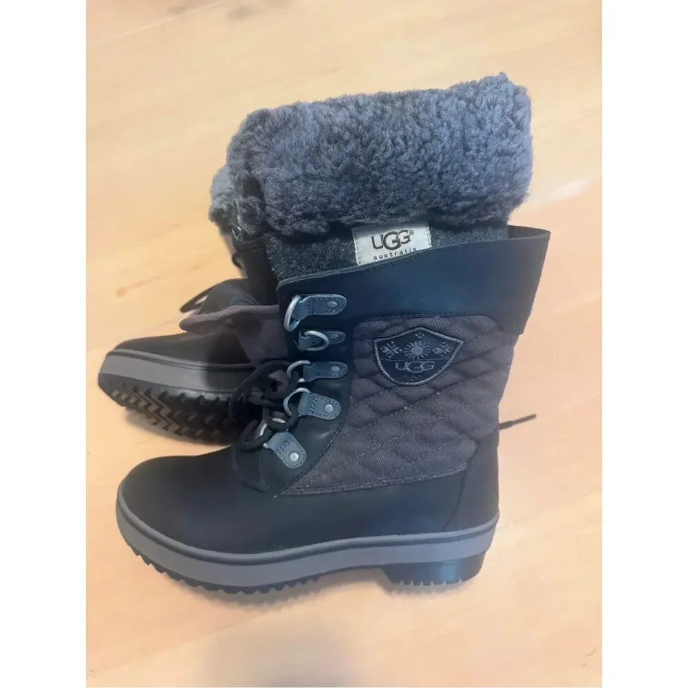 UGG Brynn Tall Leather Sheepskin Lined Lace-Up Boots- 7 NWOT